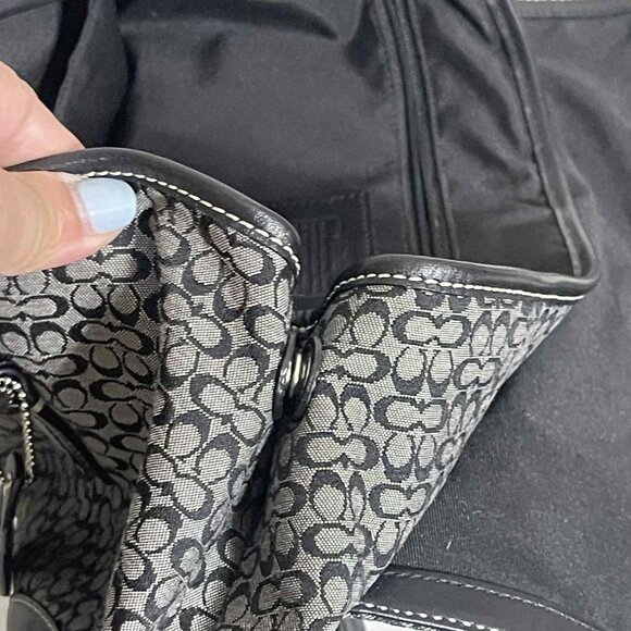 Y2K COACH BLACK SOHO SIGNATURE C SATCHEL, CANVAS, LEATHER TRIM, FLAP. NWOT - Picture 7 of 14